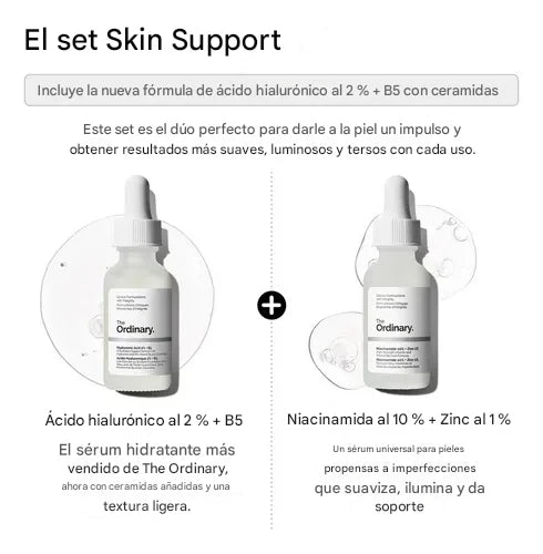 The Ordinary The Skin Support Set With Niacinamide + Hyaluro Todo Tipo De Piel Día/noche