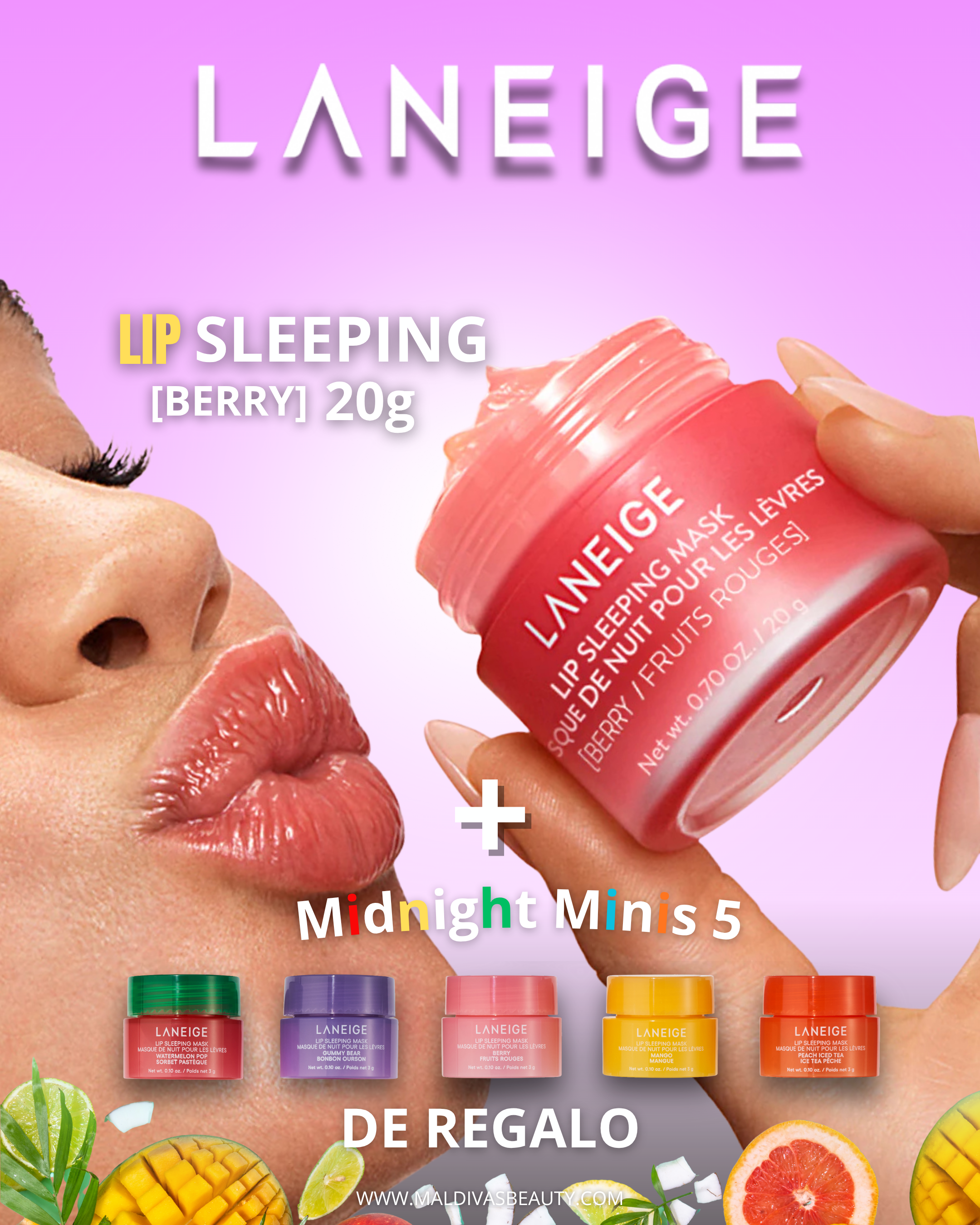 LANEIGE Lip Sleeping Mask 20g +  Midnight Minis 5 DE REGALO